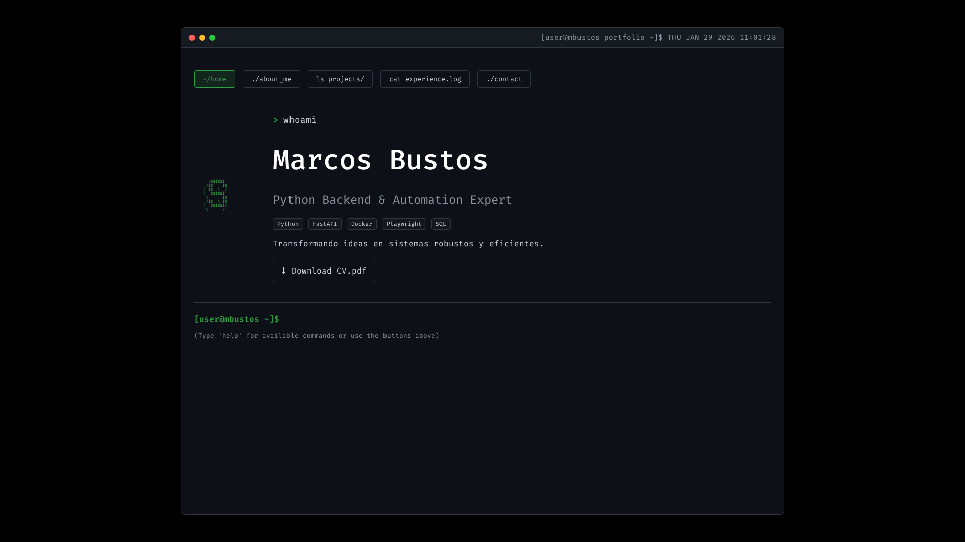 Marcos Bustos | Backend Developer Python & Automatización